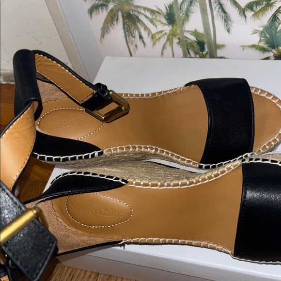 See By Chloe Black and Tan Wedge Espadrilles never worn